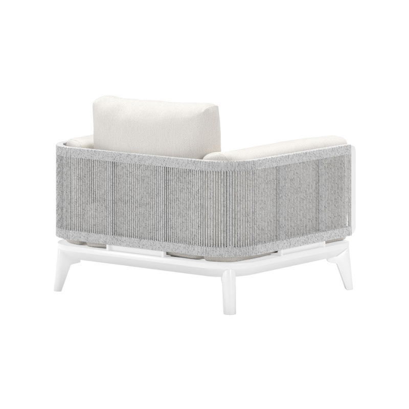 Set van 2 Mosa loungestoelen 2 x 1-zit in wit aluminium en wit gedraaide ronde wicker met sand weather+ softtouch kussen