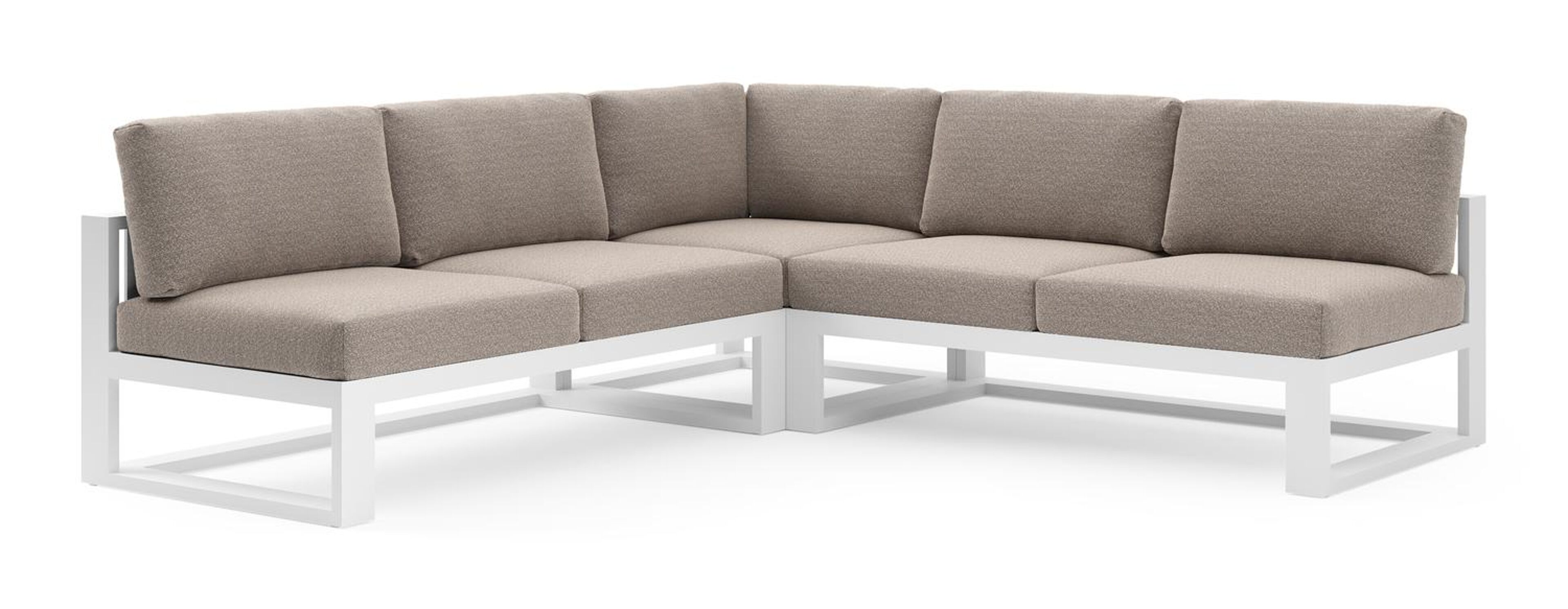 Verato loungehoek in wit aluminium met wander manioc all weather sunbrella® luxe kussen