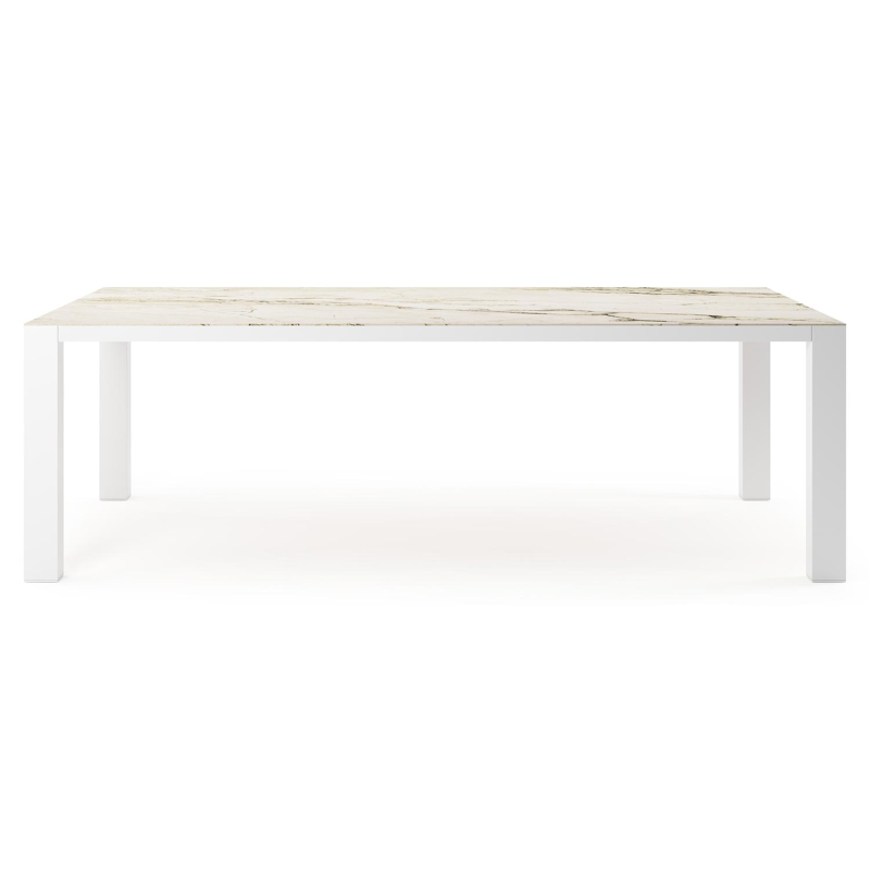 Nano tuintafel rechthoekig in wit aluminium en volkeramiek colorado dunes - L 240 x B 148 x H 75 cm