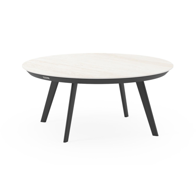 Rondo loungetafel in zwart aluminium en calista volkeramiek - Dia. 85 x H 35 cm