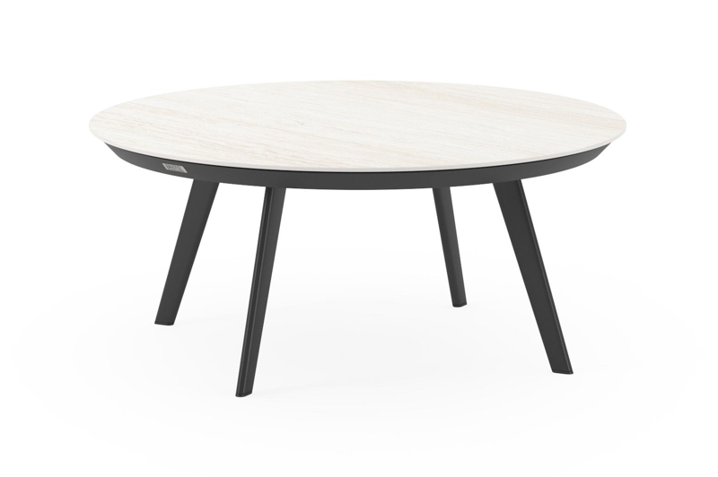 Rondo loungetafel in zwart aluminium en calista volkeramiek - Dia. 85 x H 35 cm