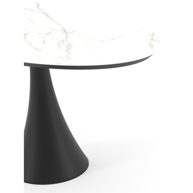 Table de jardin Fano oval en aluminium noir et céramique pleine Calacatta - Lg. 140 x Lrg. 80 x Haut. 75 cm