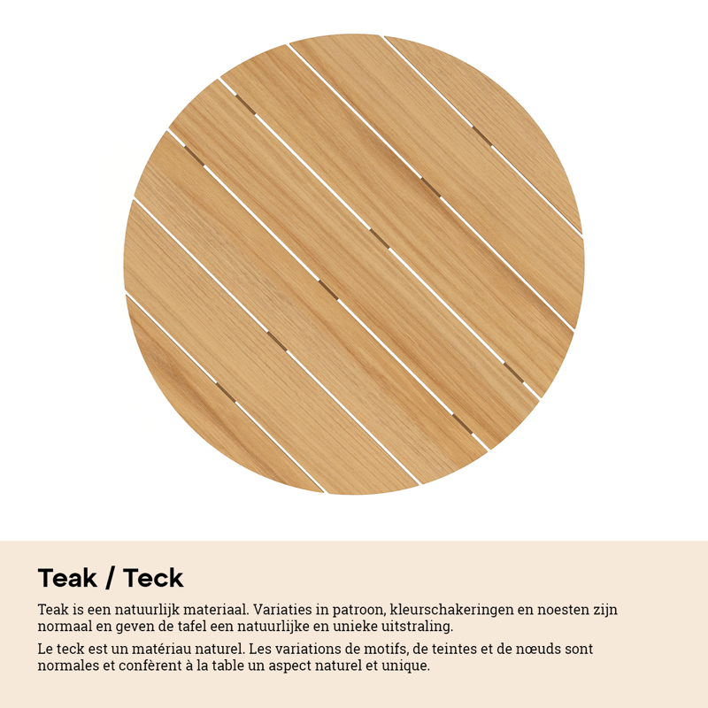 Fano loungetafel in wit aluminium en teak  - Dia. 85 x H 55 cm