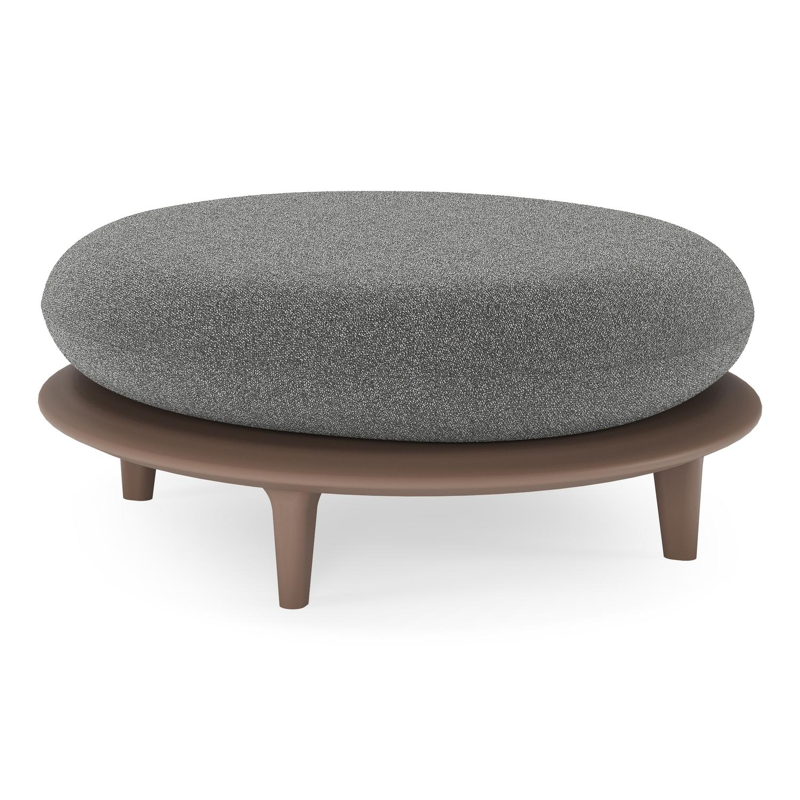 Bomero poef in taupe aluminium met catania black all weather cosytica kussen