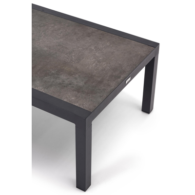 Alcudia loungetafel in zwart aluminium en grijs volkeramiek - L 120 x B 70 x H 43 cm