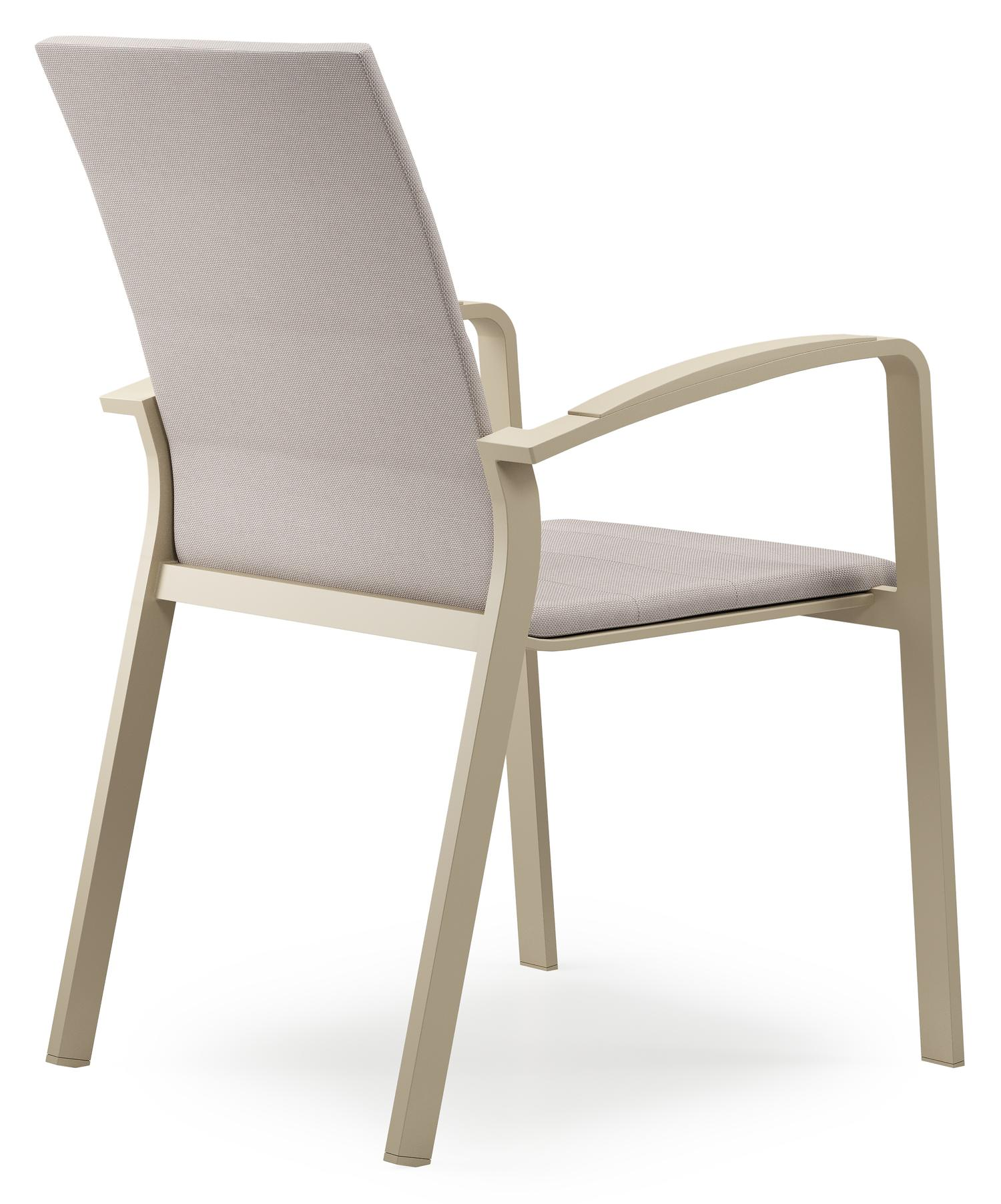 Chaise de jardin empilable Lioni en aluminium beige et textilène double beige 