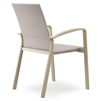 Lioni stapelbare tuinstoel in beige aluminium en beige dubbele luxe textilene