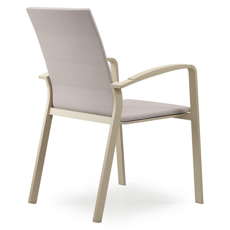 Lioni stapelbare tuinstoel in beige aluminium en beige dubbele luxe textilene