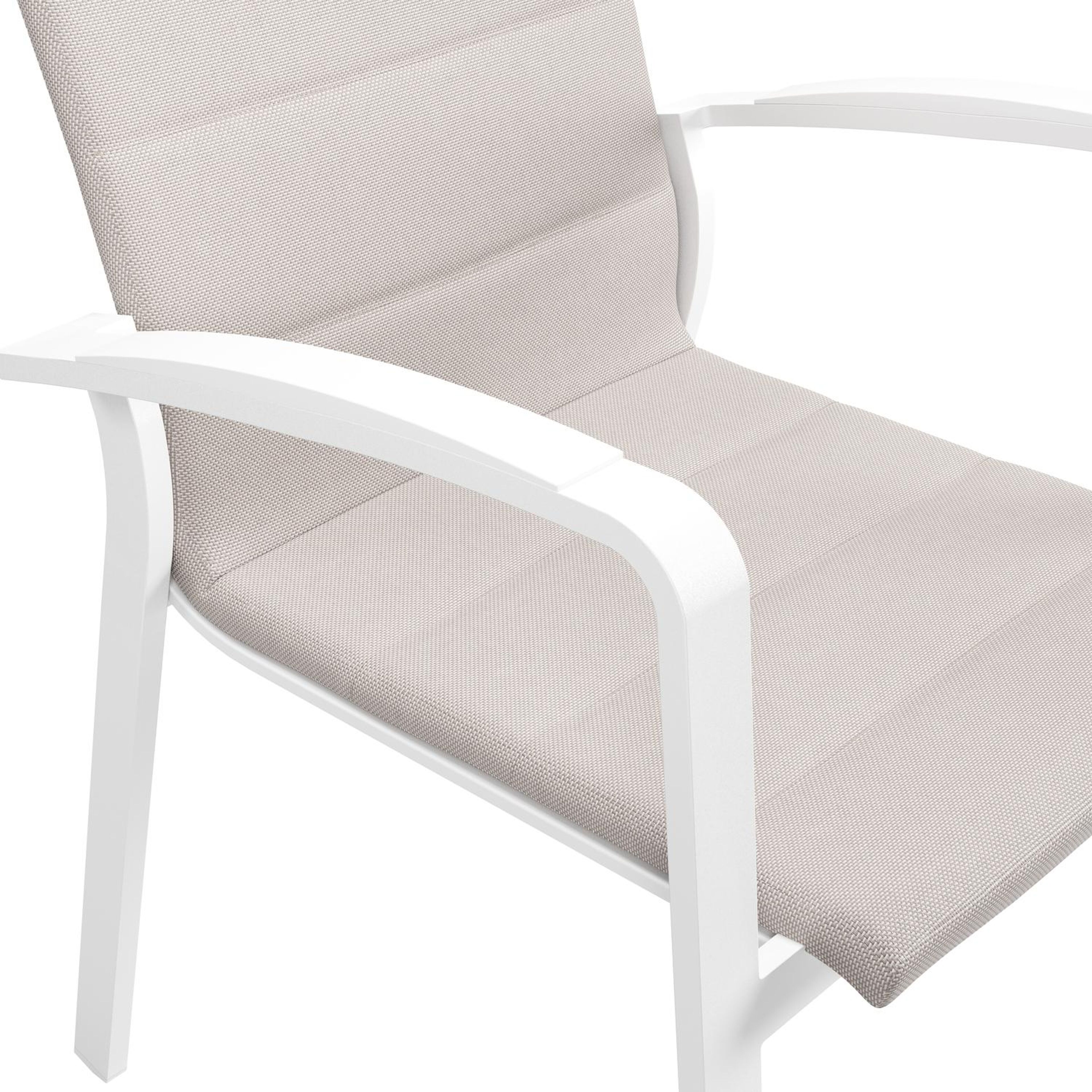 Lioni stapelbare tuinstoel in wit aluminium en beige luxe textilene