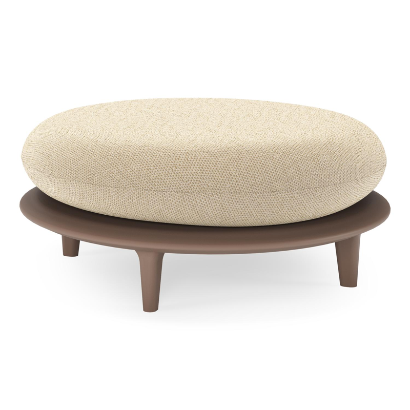 Bomero poef in taupe aluminium met althea camel all weather cosytica kussen