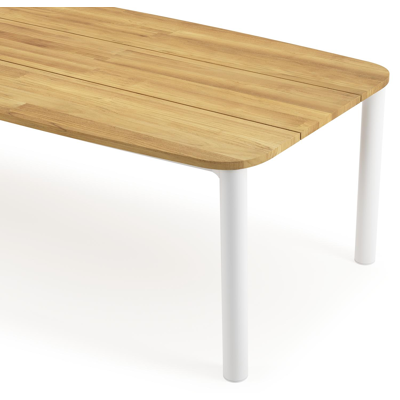 Orso tuintafel bootvorm in wit aluminium en teak - L 315 x B 115 x H 75 cm