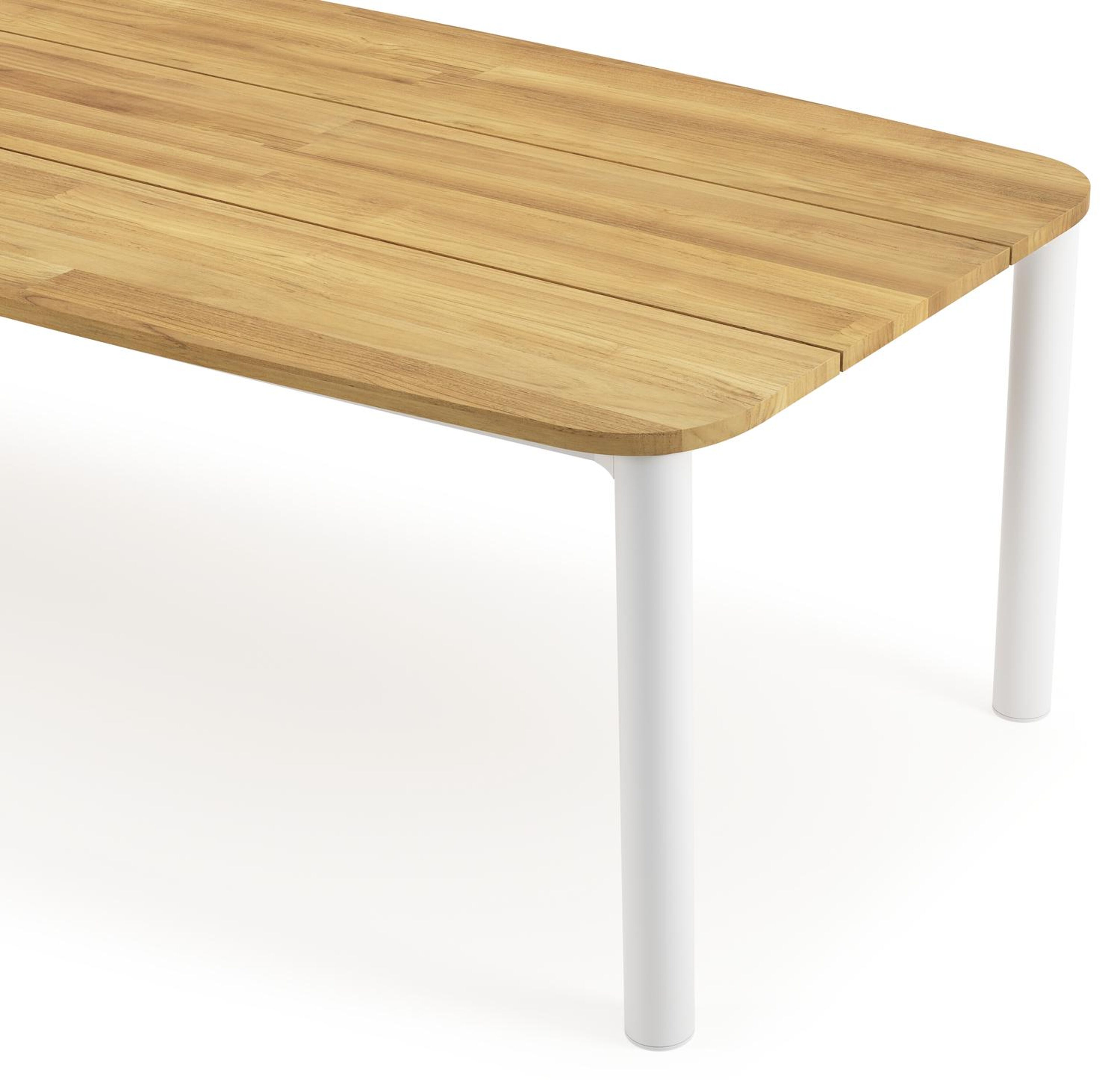 Orso tuintafel bootvorm in wit aluminium en teak - L 315 x B 115 x H 75 cm