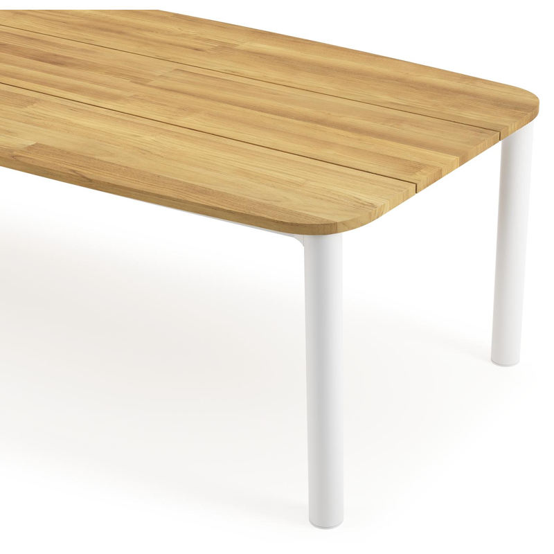 Orso tuintafel bootvorm in wit aluminium en teak - L 315 x B 115 x H 75 cm
