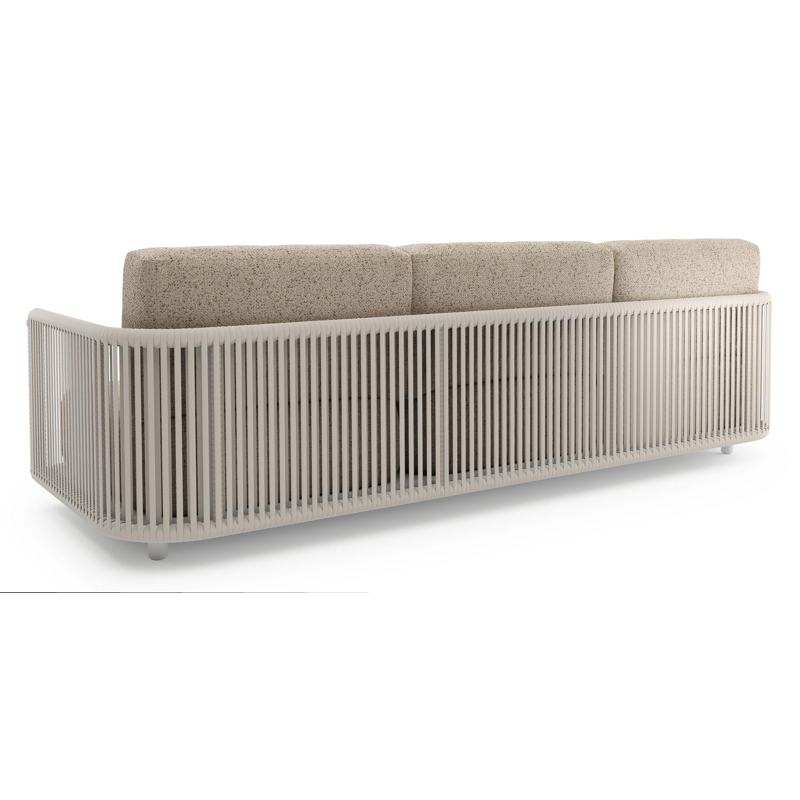 Organo loungeset in wit aluminium en beige verticaal geweven luxe vlakke rope met bora jungle all weather Cosytica kussen