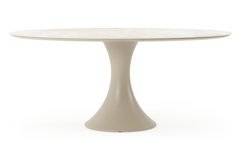 Fano tuintafel ovaal in beige aluminium en volkeramiek Rapolano L 180 x B 110 cm