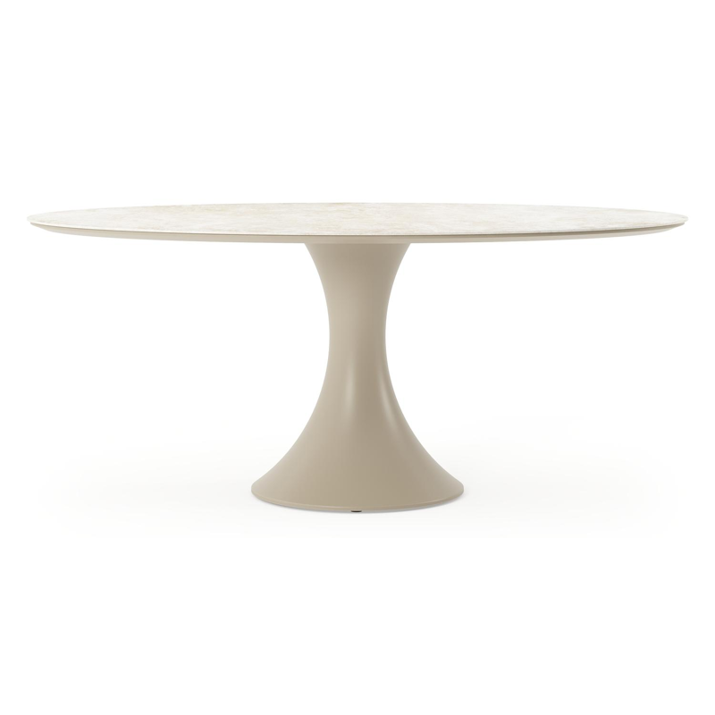 Fano tuintafel ovaal in beige aluminium en volkeramiek Rapolano L 180 x B 110 cm