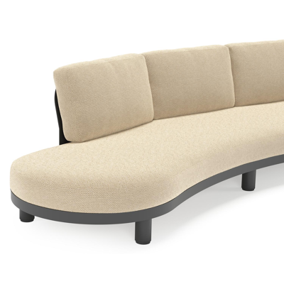 Donato loungebank in zwart aluminium met all weather cosytica Althea Camel kussen