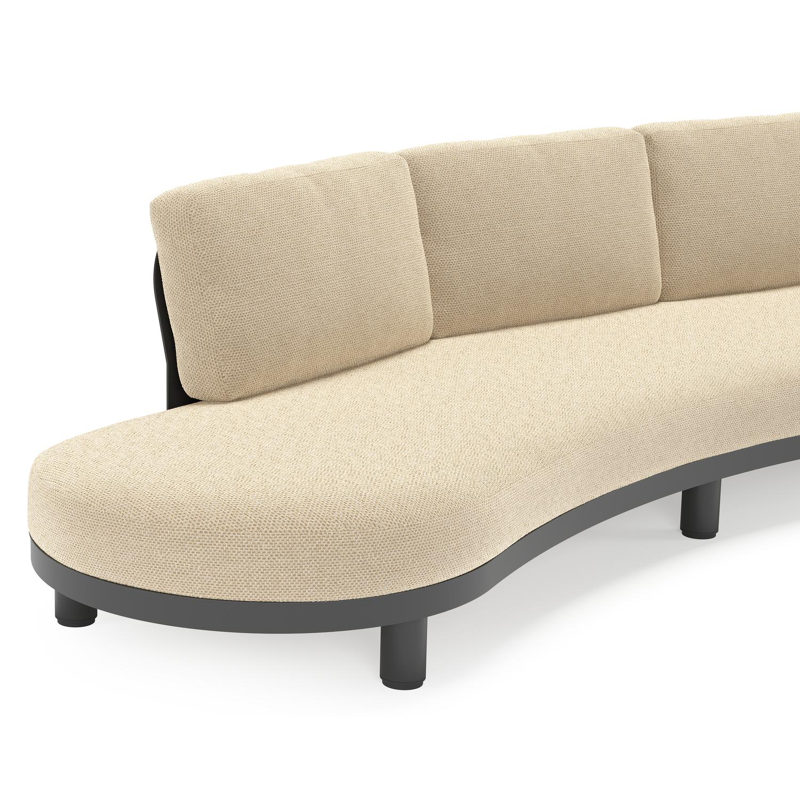 Donato loungebank in zwart aluminium met all weather cosytica Althea Camel kussen