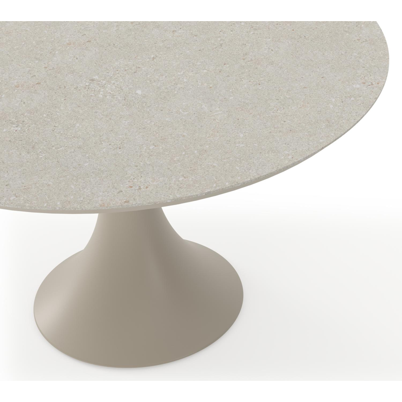 Fano tuintafel rond in beige aluminium en volkeramiek Shilin Dia. 130 cm
