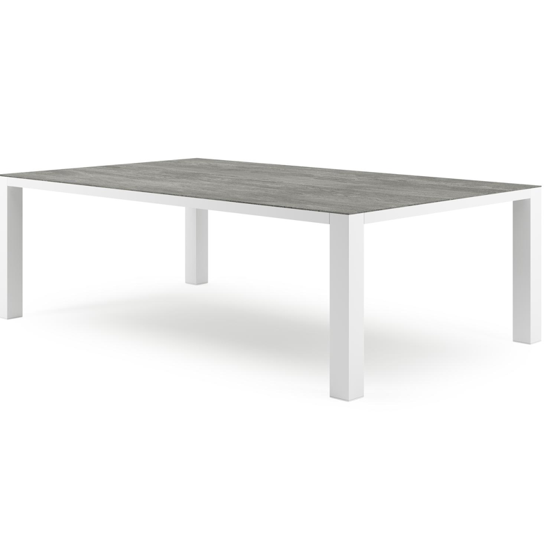 Nano tuintafel in wit aluminium en volkeramiek aspen grey - L 240 x B 148 x H 75 cm