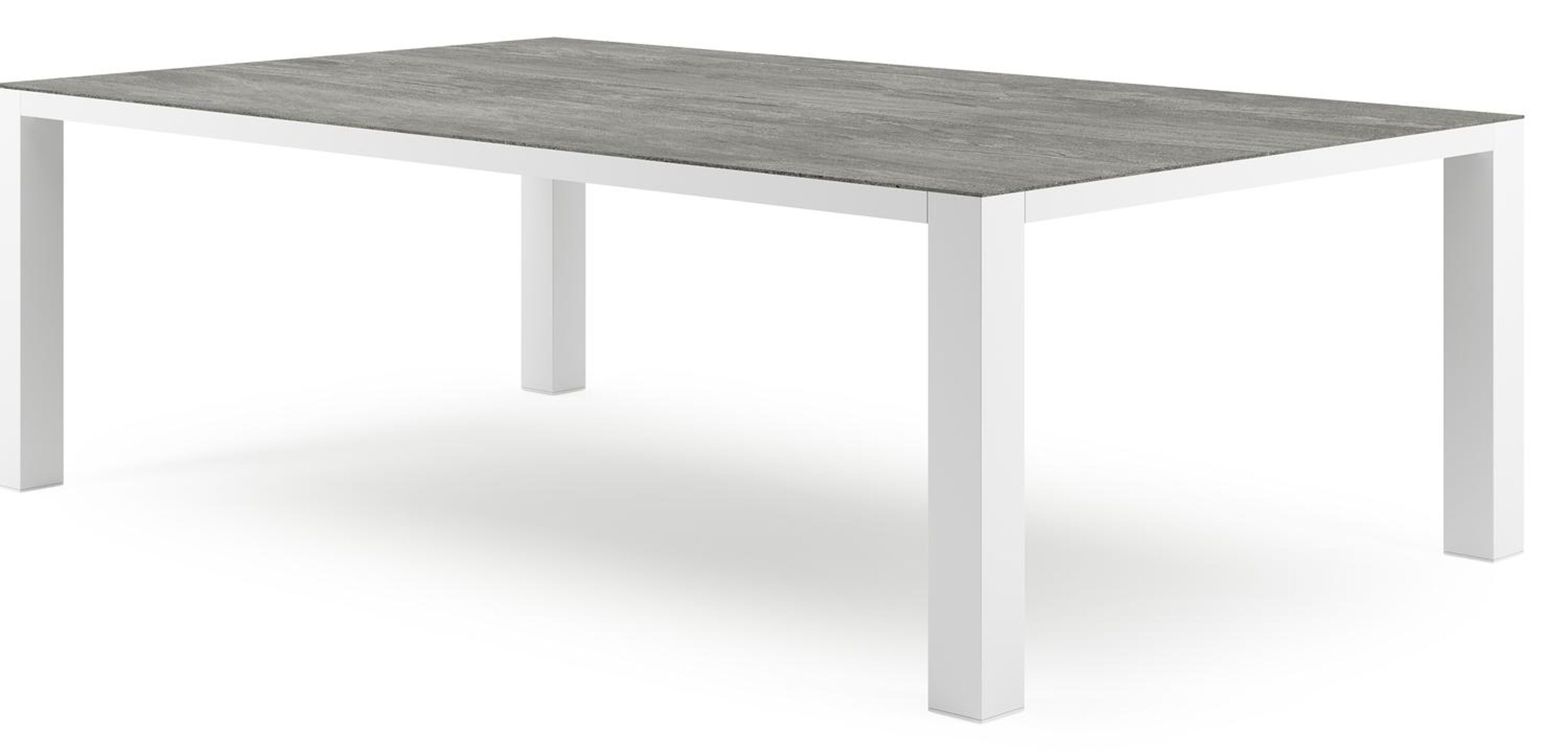 Nano tuintafel in wit aluminium en volkeramiek aspen grey - L 240 x B 148 x H 75 cm