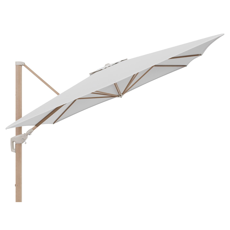 Parasol pendant Minore avec fonction tilt en aluminium aspect de bois et toile de parasol All Weather Solica Ego Birch - Lg.1 350 x Lg.2 350 cm (sans pied de parasol