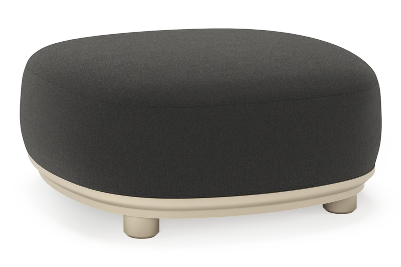 Vadelo poef in beige aluminium met natte sooty all weather sunbrella® luxe kussen