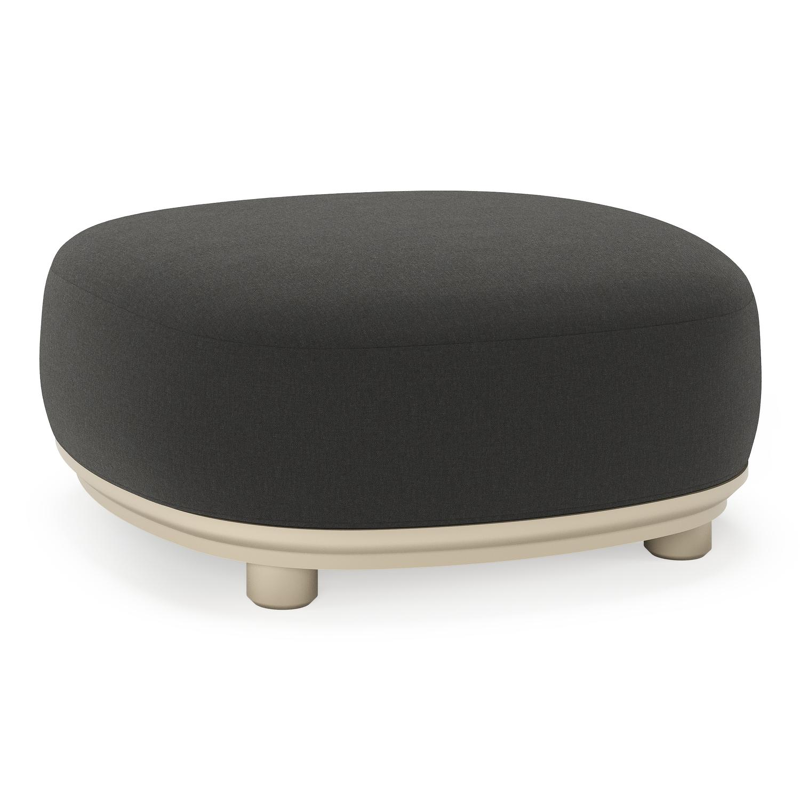 Pouf  Vadelo en aluminium beige et coussin en all weather sunbrella® luxe natte sooty