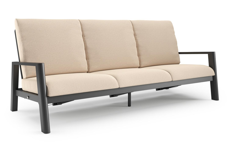 Cirello loungebank in zwart aluminium met heritage papyrus all weather sunbrella® luxe kussen