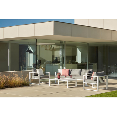Livo loungeset in wit aluminium met grijs weather+ softtouch kussens