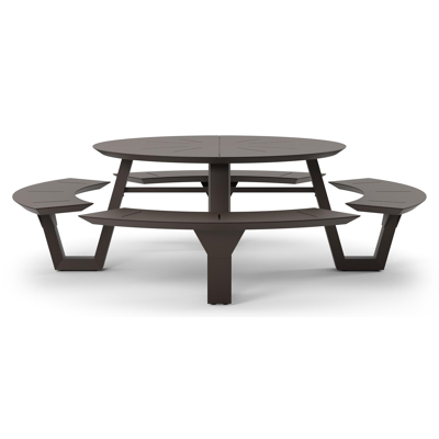Rondino picknicktafel in donkerbruin aluminium - Dia. 236 x H 71.5 cm