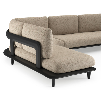 Bomero loungehoek in zwart aluminium met bora jungle all weather cosytica kussen