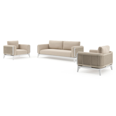 Mosa loungeset in wit aluminium met rustic weather+ softtouch kussens en loungetafel