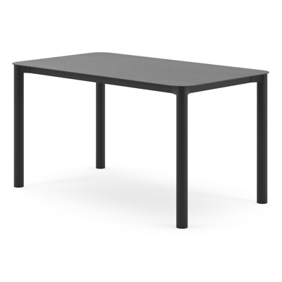 Orso tuintafel rechthoekig afgerond in zwart aluminium en volkeramiek Basalt Black - L 140 x B 80 x H 74.5 cm