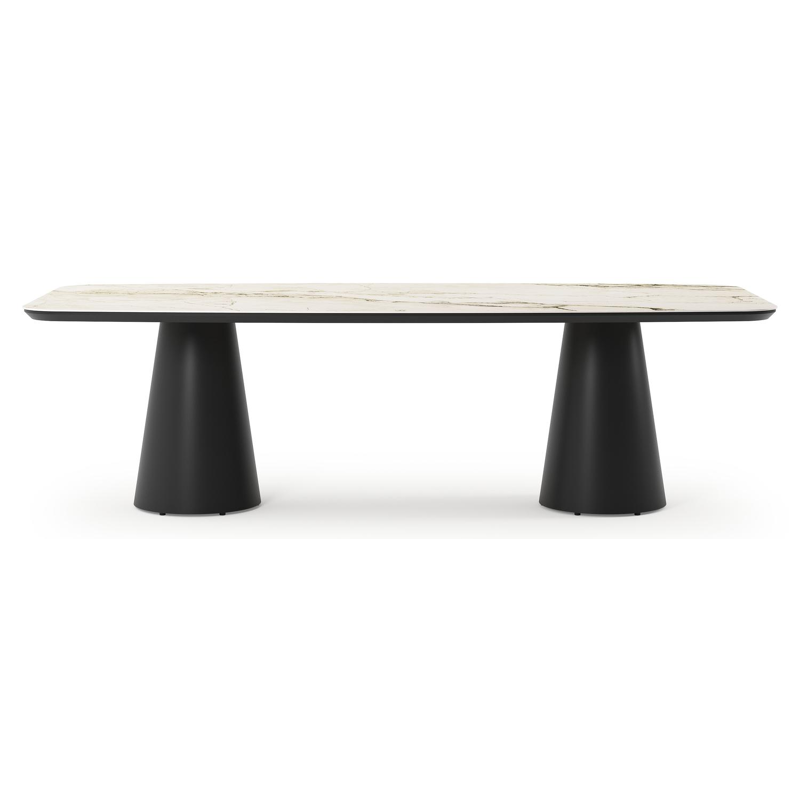 Donato tuintafel bootvorm in zwart aluminium en volkeramiek colorado dunes - L 255 x B 115 x H 73 cm