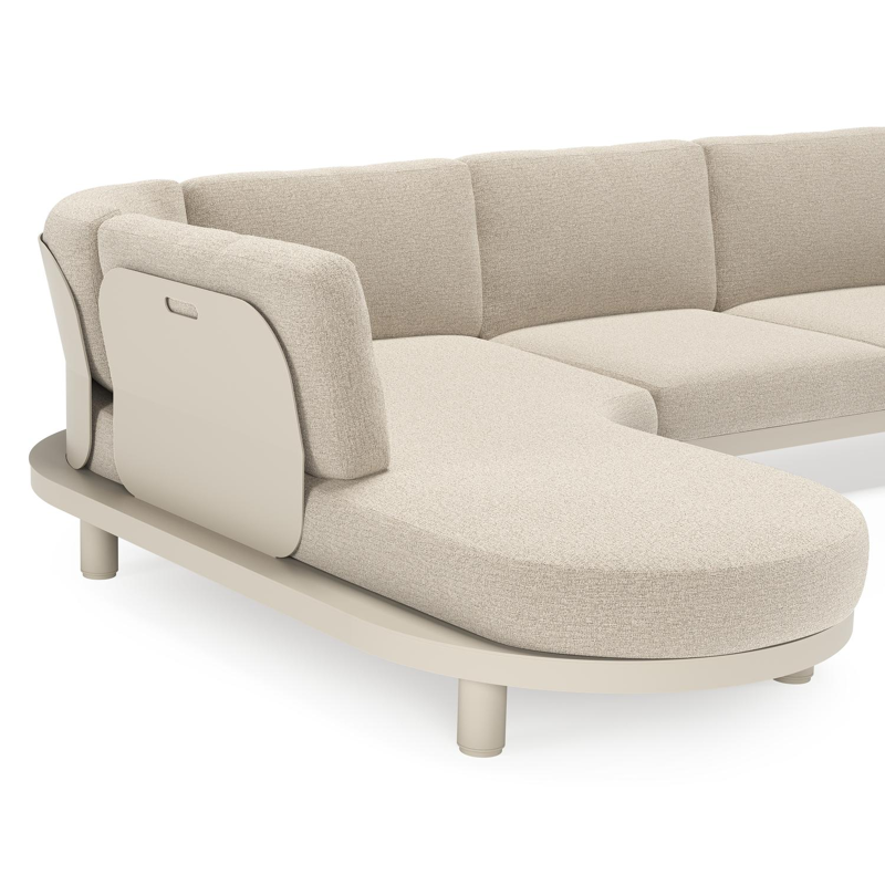 Salon de jardin d'angle Donato en aluminium beige et coussins en all weather cosytica catania sand