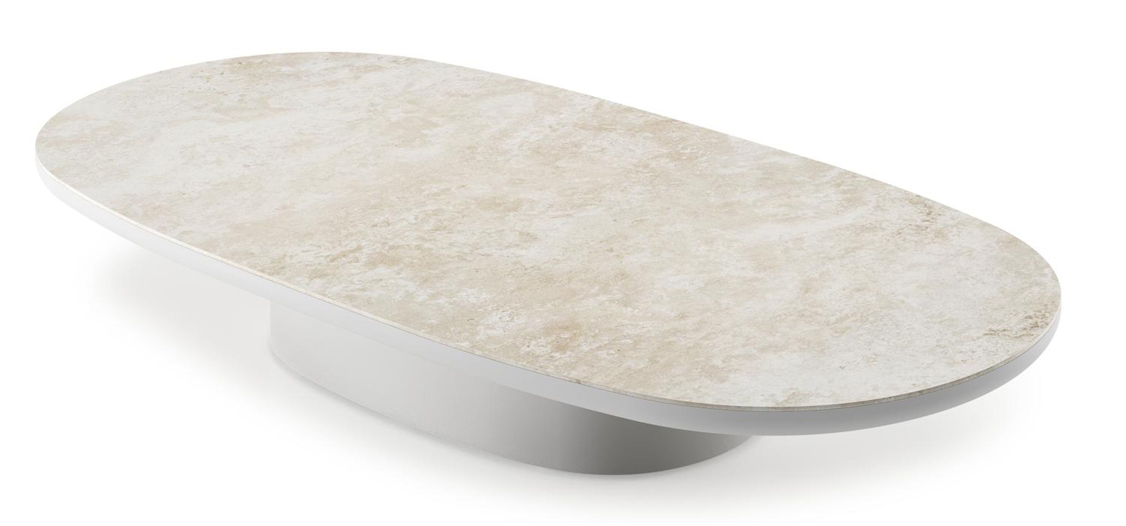 Amico loungetafel bombo in wit aluminium en volkeramiek Rapolano - L 171 x B 89 x H 24 cm