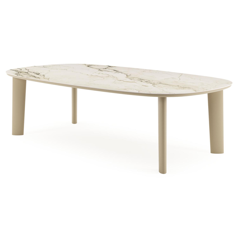 Amico tuintafel bombo xl in beige aluminium en volkeramiek Colorado Dunes - L 270 x B 148 x H 73.5 cm