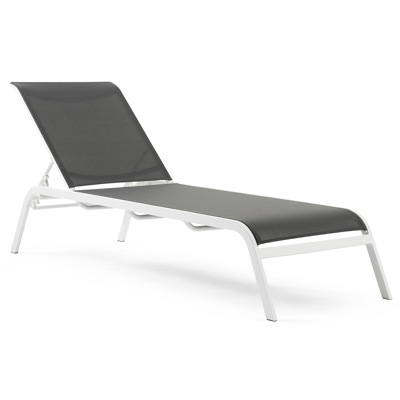 Set van 2 verstelbare Acri ligbedden in wit aluminium en grijs textilene