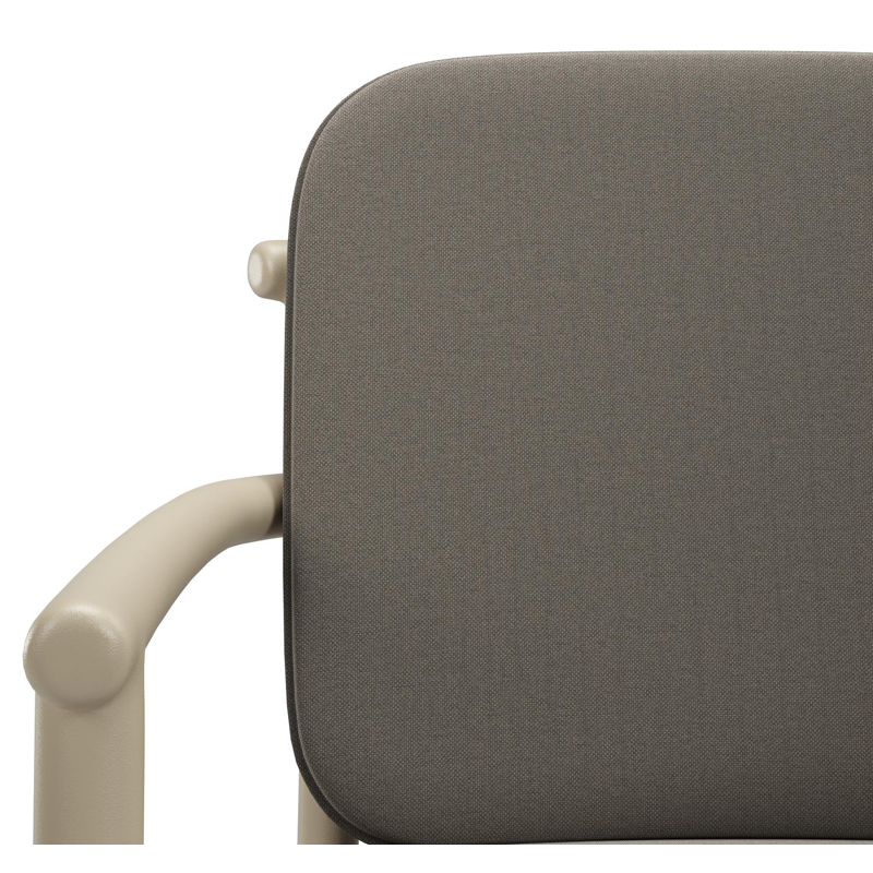 Bono stapelbare tuinstoel in beige aluminium met stoelkussen in All Weather Sunbrella® Luxe Natte Carbon Beige