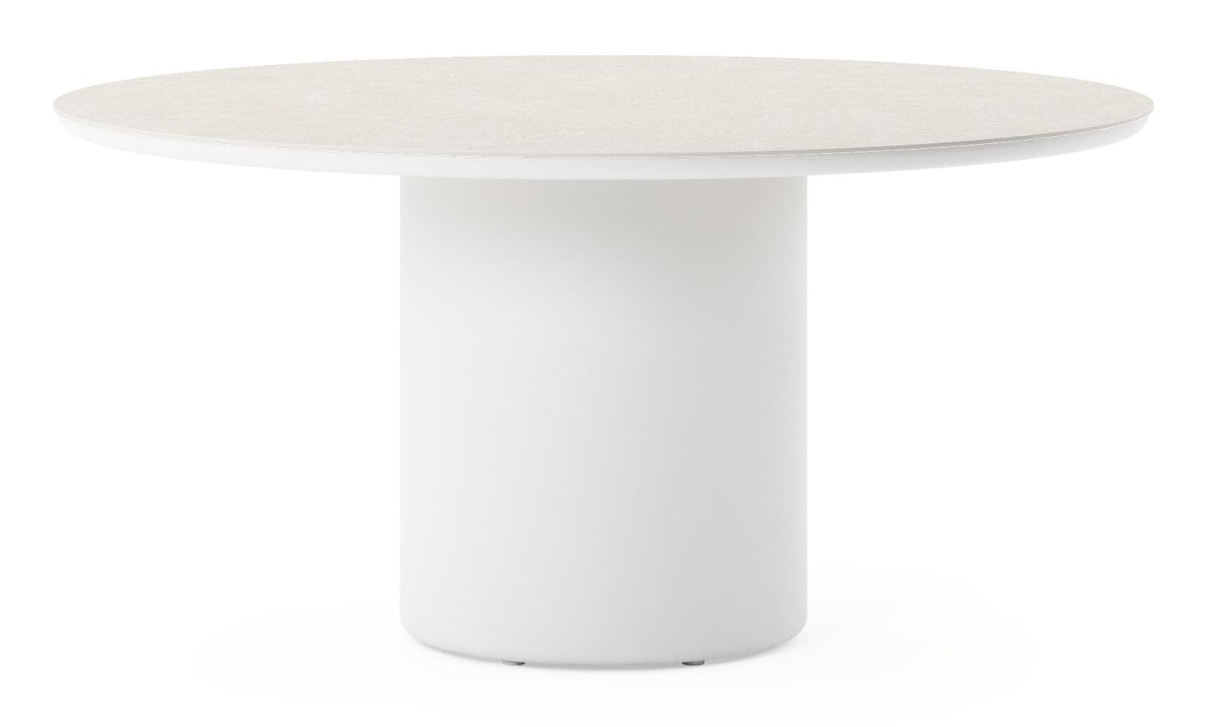 Table de jardin Amico rond en aluminium blanc et céramique pleine Shilin - Diam. 148 x Haut. 74 cm