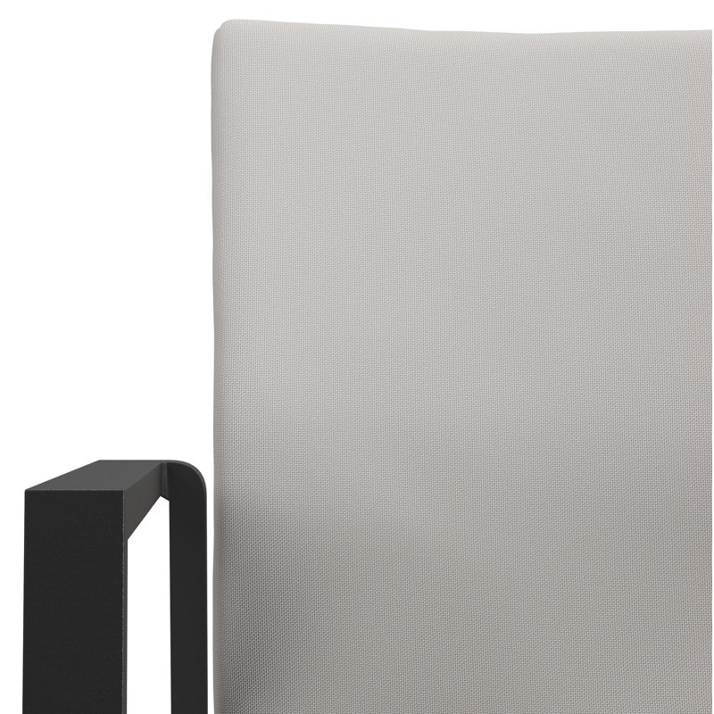 Ensemble de jardin Amalfi avec table extensible en aluminium noir avec plateau de table en teck et 6 chaises de jardin empilables Madura