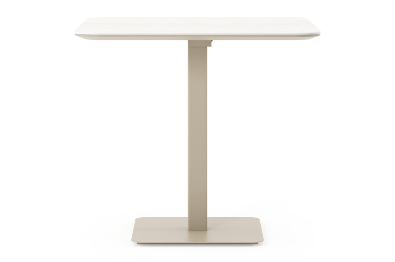 Table de jardin Fano basculante carré arrondi en aluminium beige et céramique pleine Calista Lg. 80 x Lrg. 80 x Haut. 72.50 cm