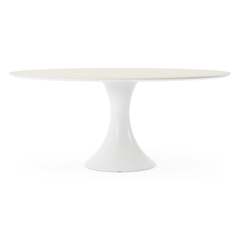 Fano tuintafel ovaal in wit aluminium en volkeramiek shilin - L 180 x B 110 x H 75 cm