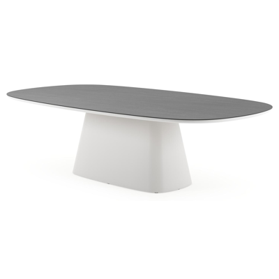 Amico tuintafel bombo xl in wit aluminium en volkeramiek Basalt Black - L 270 x B 148 x H 73.5 cm