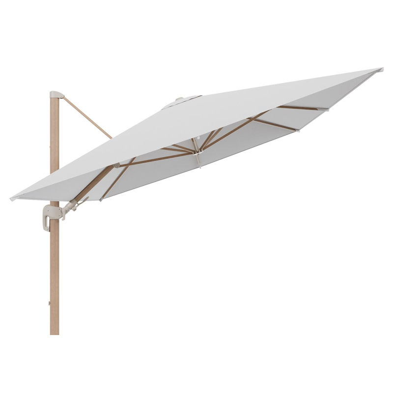 Parasol pendant Rufina avec fonction tilt en aluminium aspect de bois et toile de parasol en All Weather Solica Ego Birch  - Lg.1 400 x Lg.2 300 cm (sans pied de parasol