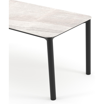 Orso tuintafel rechthoekig afgerond in zwart aluminium en volkeramiek Taj Mahal - L 200 x B 80 x H 74.5 cm