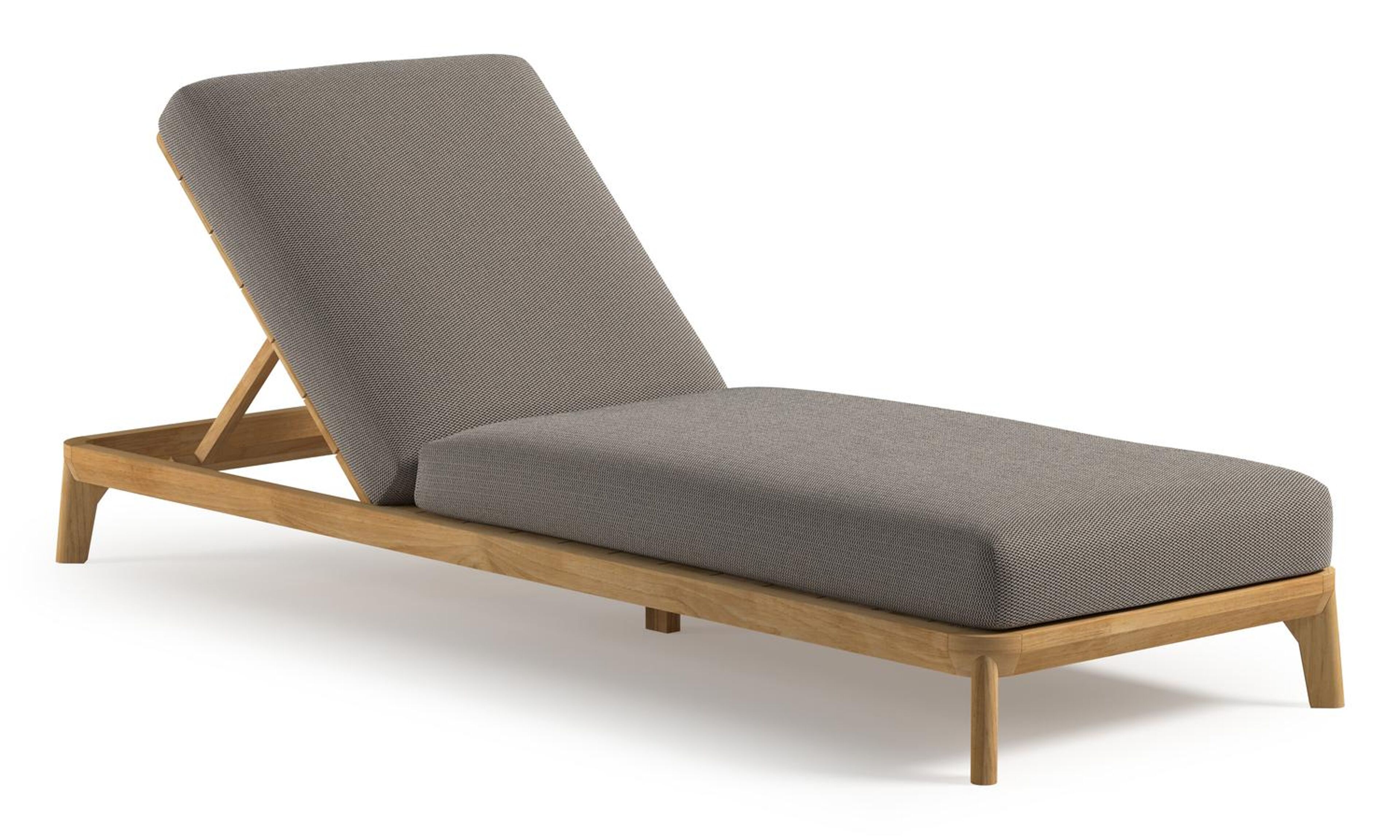 Orso verstelbaar ligbed in teak met lopi pepper all weather Sunbrella® luxe kussen