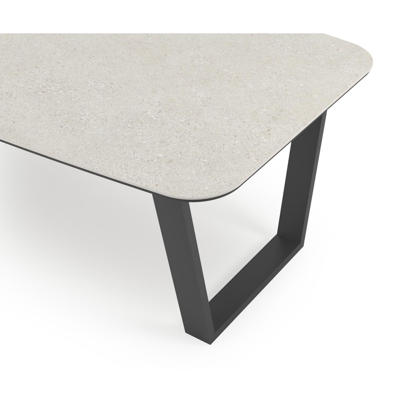 Pagino tuintafel in zwart aluminium en volkeramiek shilin - L 255 x B 115 x H 74 cm