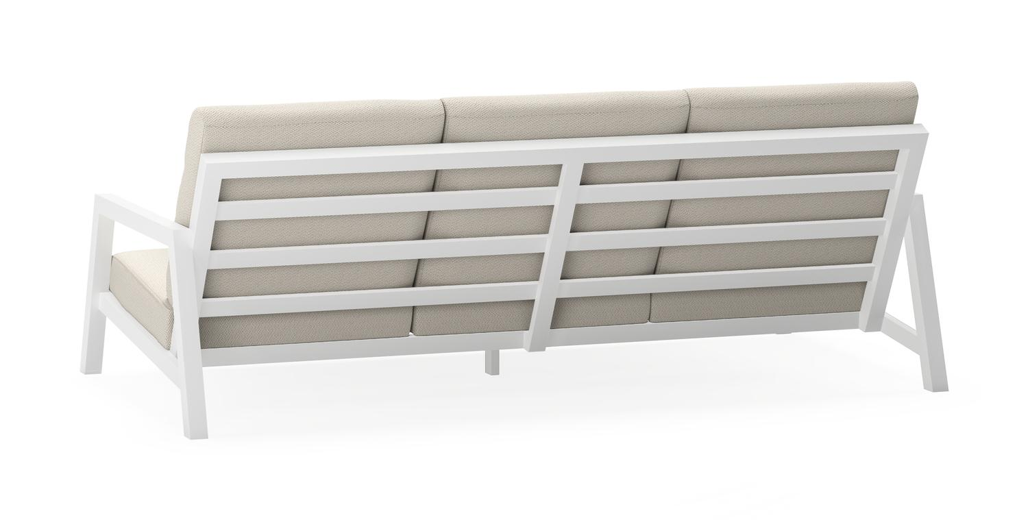 Zen'so loungebank 3-zit in wit aluminium met lopi marble all weather sunbrella® luxe kussen